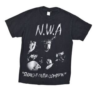 Ruthless Records N.W,A, Y2K Black Cotton T-Shirt Men's Small Short Sleeve Faded